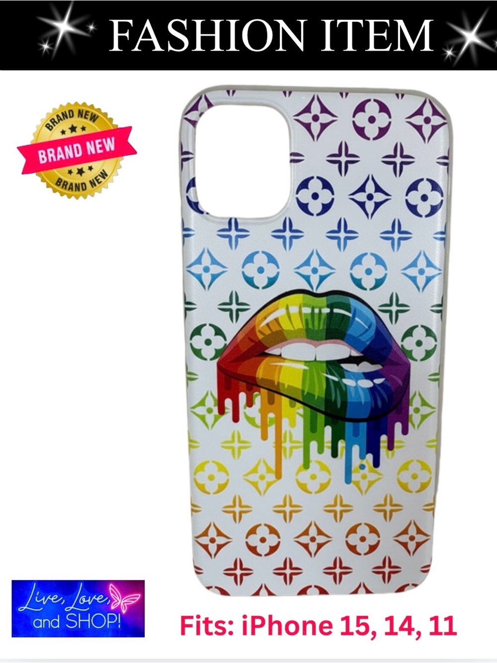 PHONE CASE: Fancy Lips, Fits iPhone 15, 14, & 11, NWOT